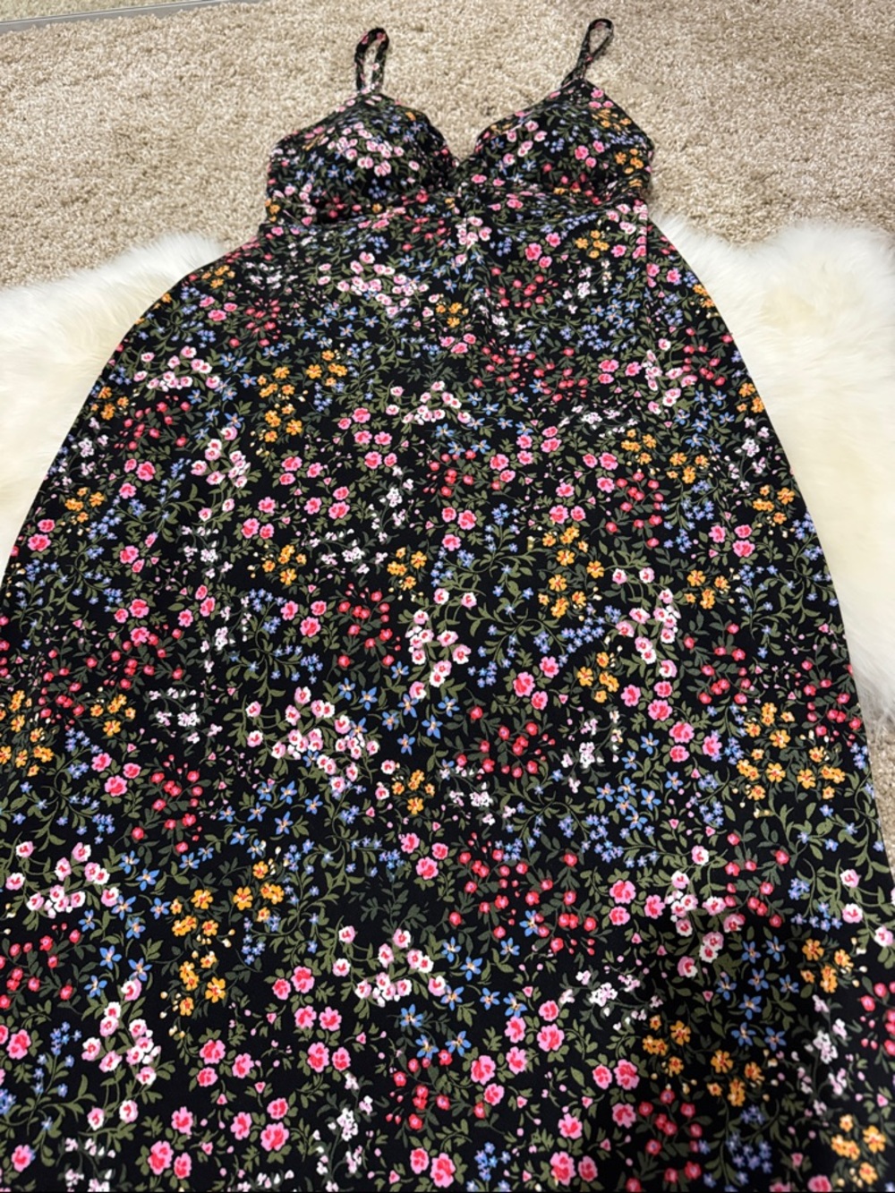 No Boundaries Women’s Muti Color Floral Spaghetti Strap Maxi Black Dress Size S - Picture 4 of 7